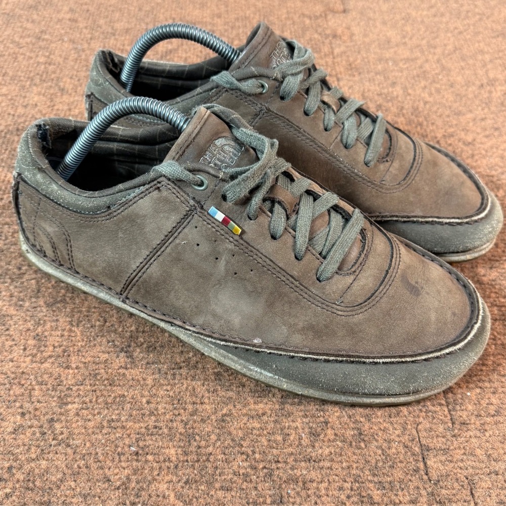 C+ The North Face Mens Base Camp Moccasin Brown Leather Sneakers AX6P Size 9.5